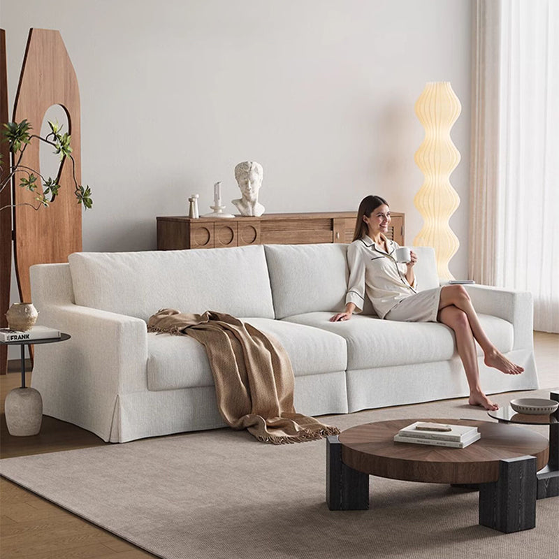 Mobilious-Lunella Slipcovered White Skirted Sofa
