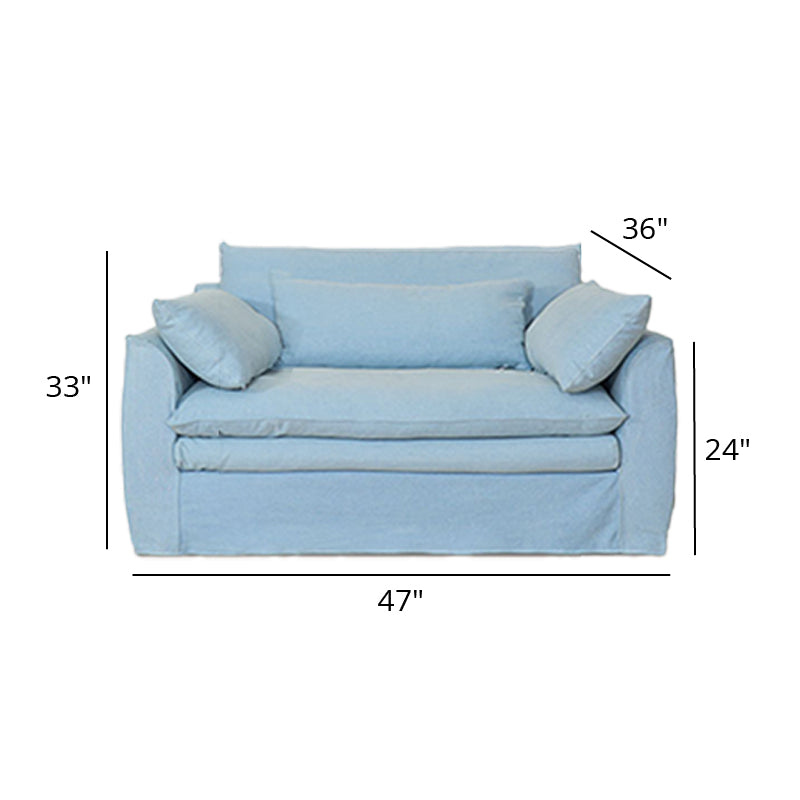 Mobilious-Fiorello Denim Slipcovered Blue Skirted Sofa