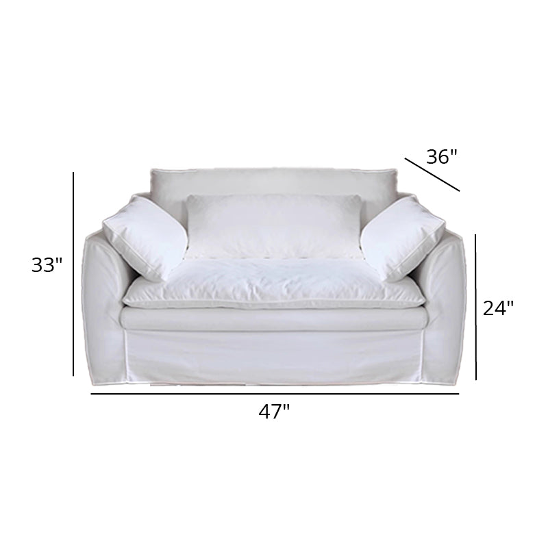 Mobilious-Fiorello Denim Slipcovered White Skirted Sofa