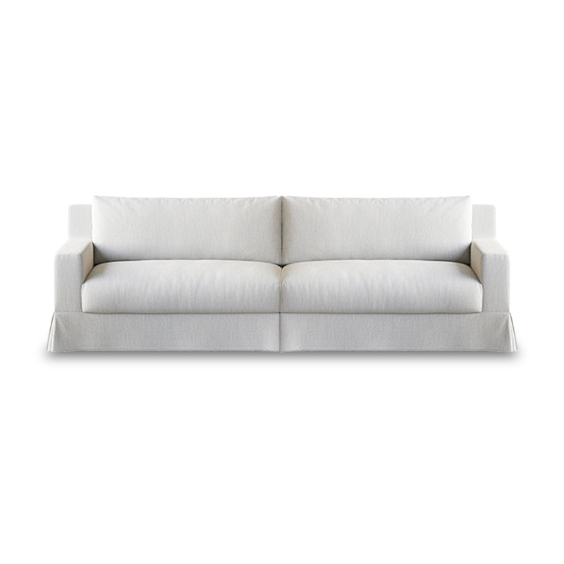 Mobilious-Lunella Slipcovered White Skirted Sofa