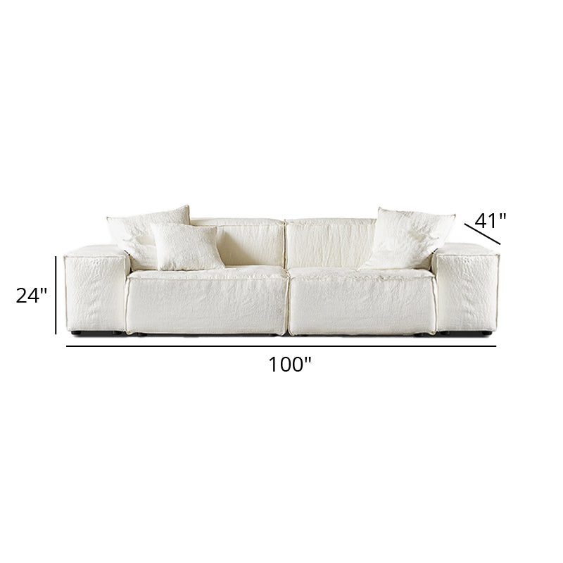 Mobilious-Armonia White Linen Fabric Washable Sofa