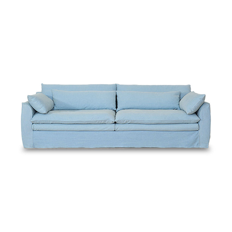 Mobilious-Fiorello Denim Slipcovered Blue Skirted Sofa