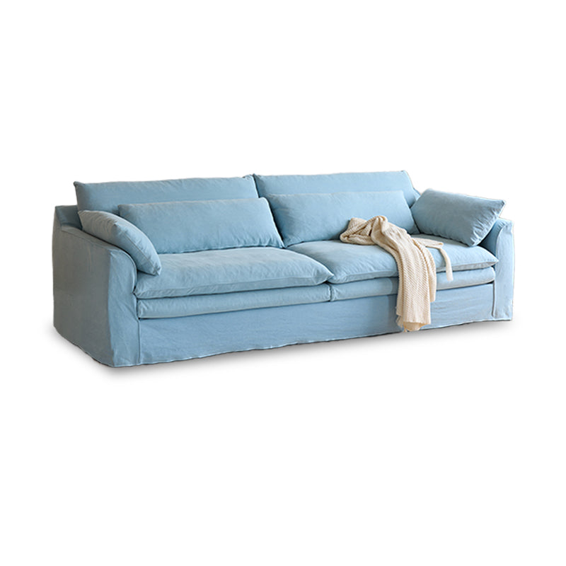 Mobilious-Fiorello Denim Slipcovered Blue Skirted Sofa