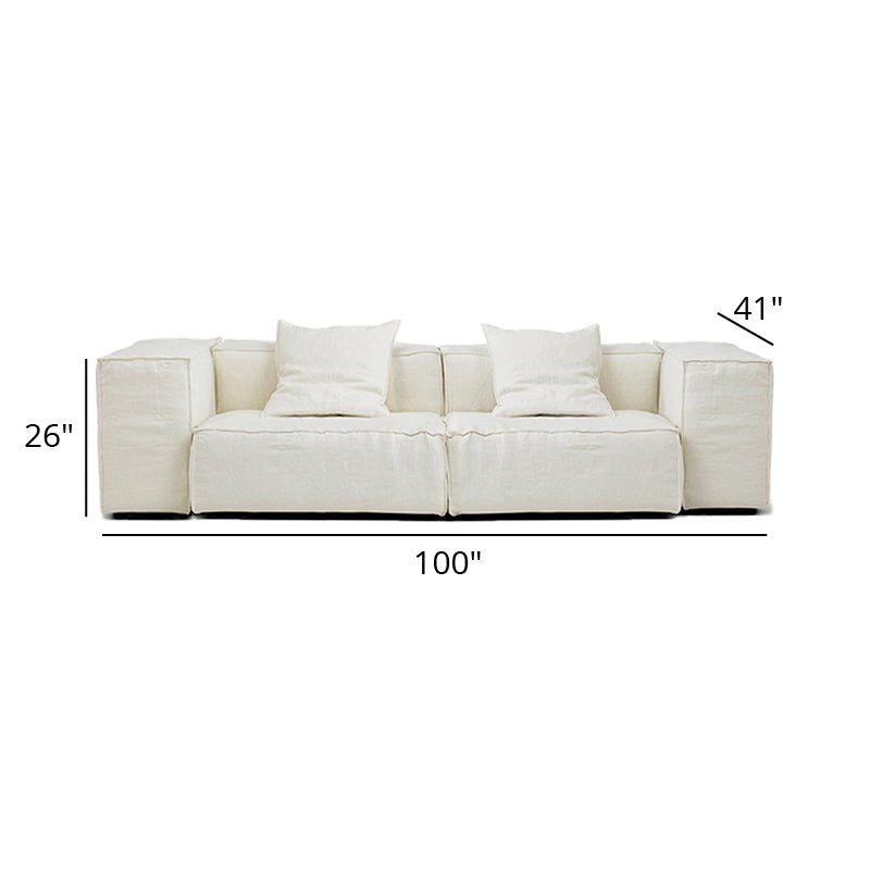 Mobilious-Armonia White Linen Fabric Washable Sofa