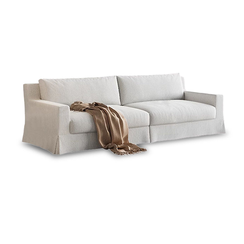 Mobilious-Lunella Slipcovered White Skirted Sofa