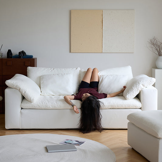 Mobilious-Nuvola Denim Slipcovered White Cloud Couch