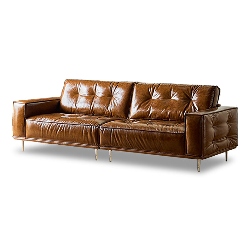 Rivaro Genuine Leather Retro Straight Sofa