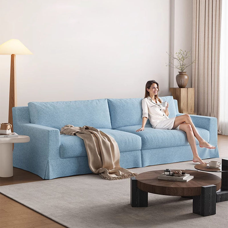 Mobilious-Lunella Slipcovered Blue Skirted Sofa