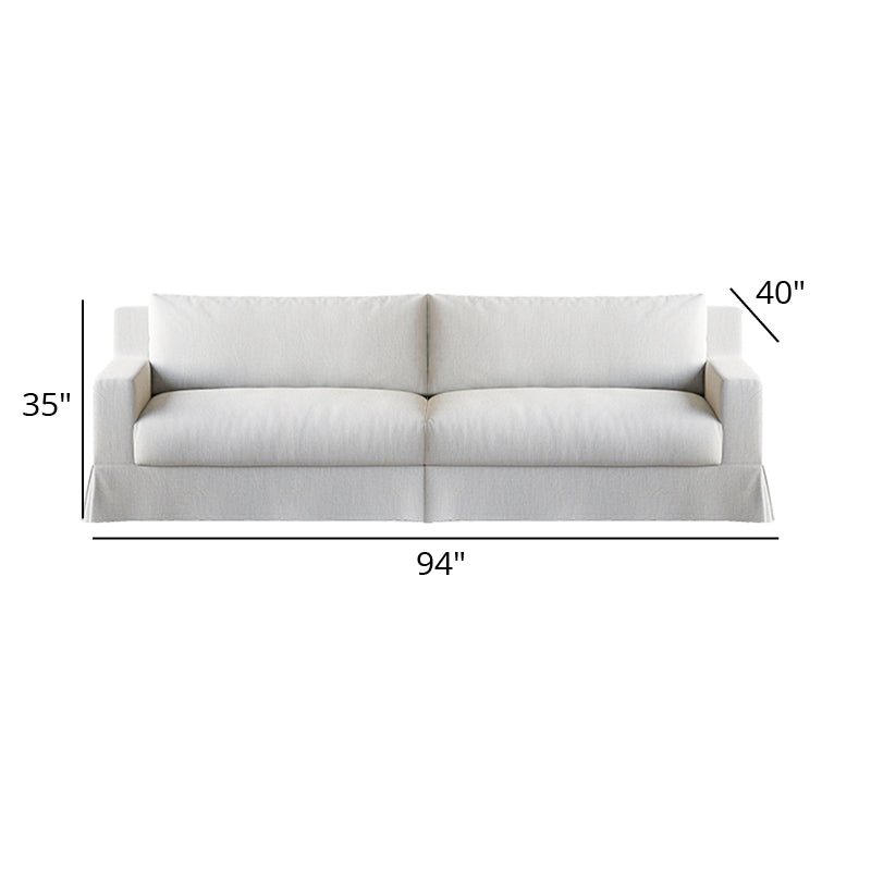 Mobilious-Lunella Slipcovered White Skirted Sofa