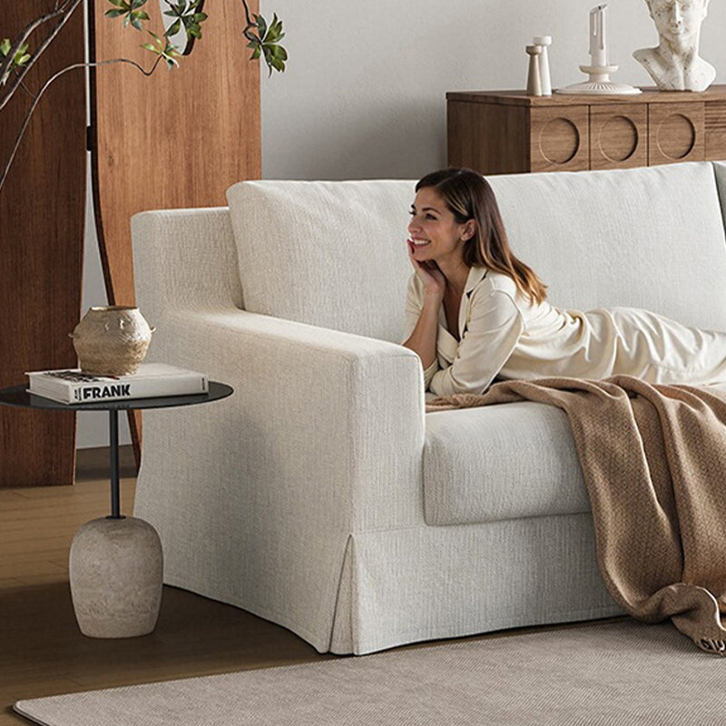Mobilious-Lunella Slipcovered White Skirted Sofa