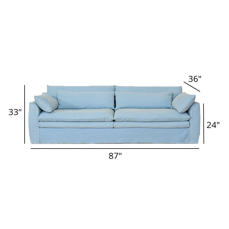 Mobilious-Fiorello Denim Slipcovered Blue Skirted Sofa