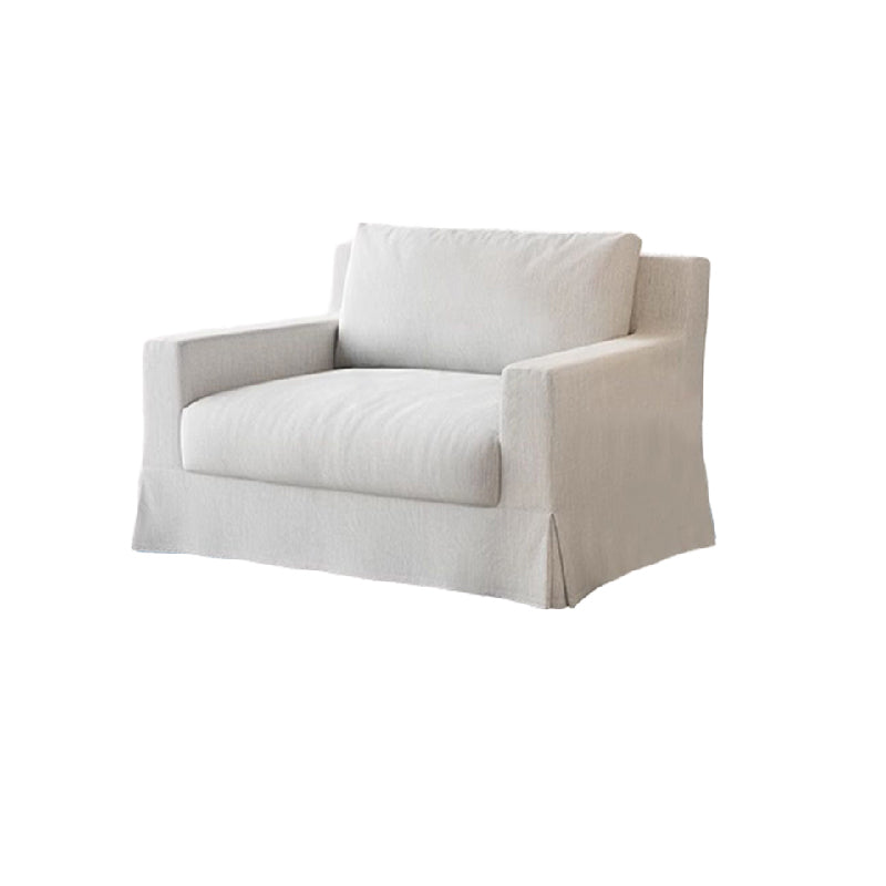 Lunella Denim Slipcovered White Skirted Sofa