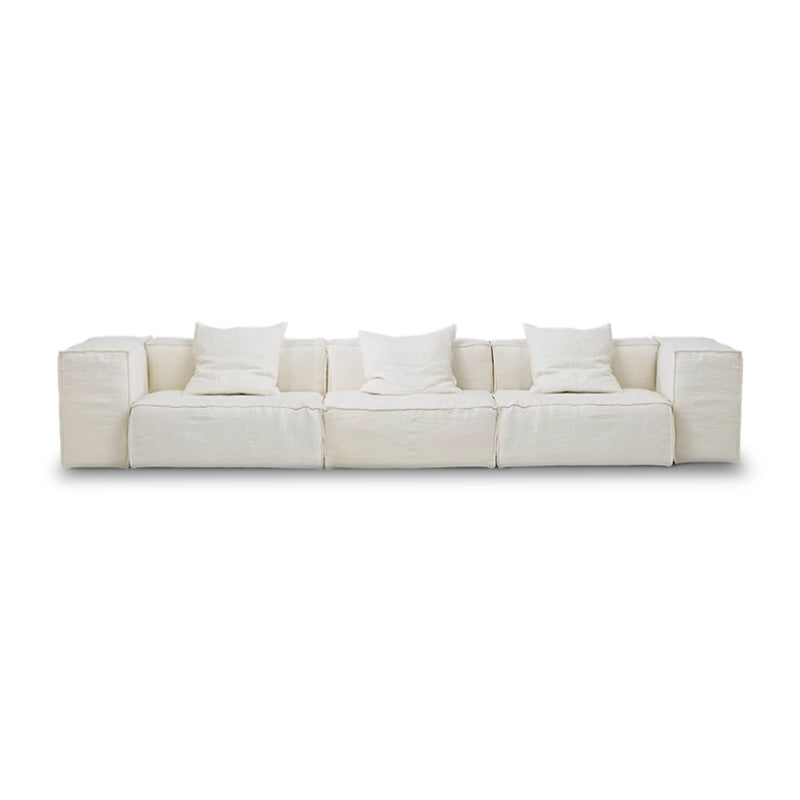 Mobilious-Armonia White Linen Fabric Washable Sofa