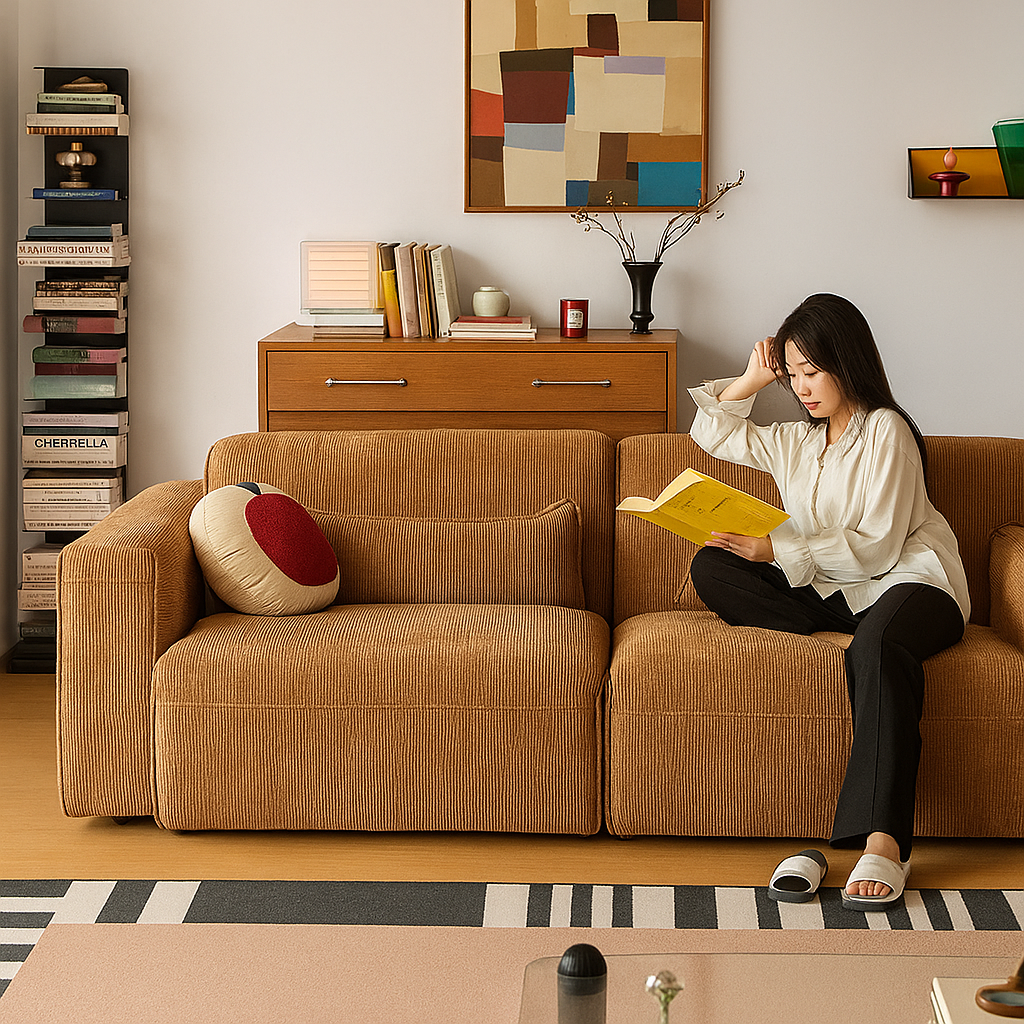 Mobilious-Kuruna Corduroy Retro Japanese Fabric Sofa