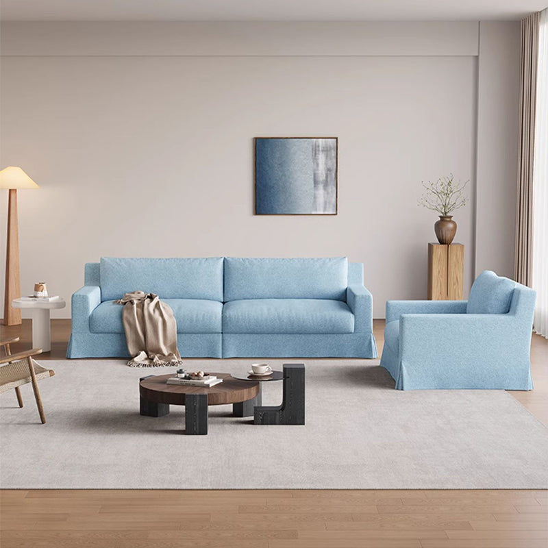 Mobilious-Lunella Slipcovered Blue Skirted Sofa