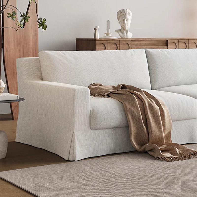 Mobilious-Lunella Slipcovered White Skirted Sofa