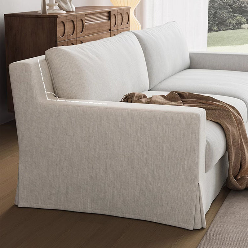 Mobilious-Lunella Slipcovered White Skirted Sofa