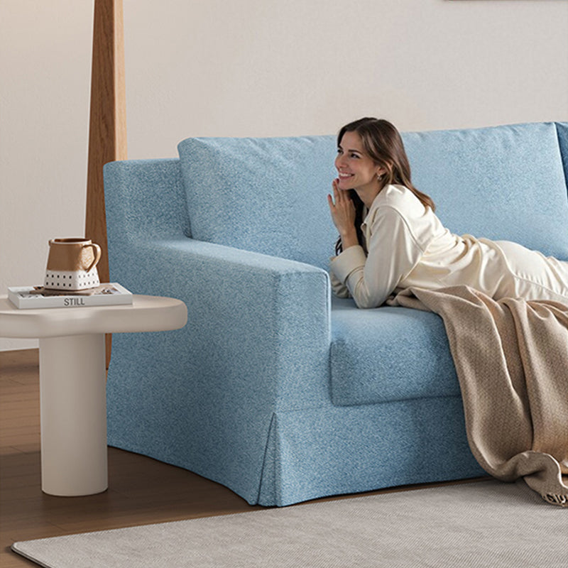 Mobilious-Lunella Slipcovered Blue Skirted Sofa