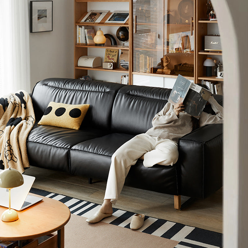 Mobilious - Treccia Top Grain Leather Straight Sofa