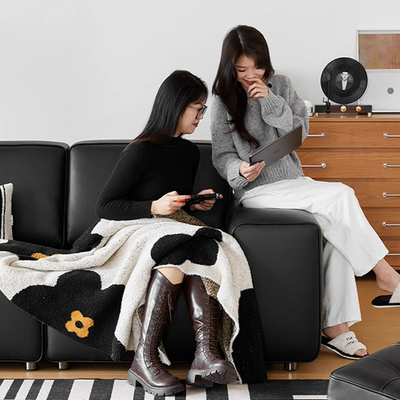 Mobilious-Vittore Top Grain Leather Black Sofa