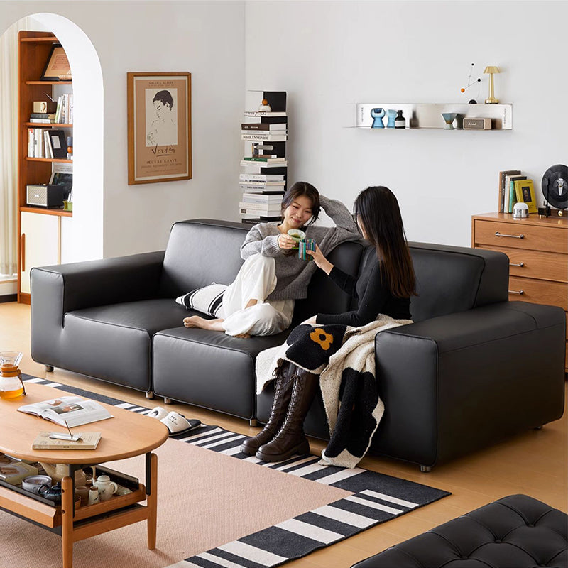 Mobilious-Vittore Top Grain Leather Black Sofa
