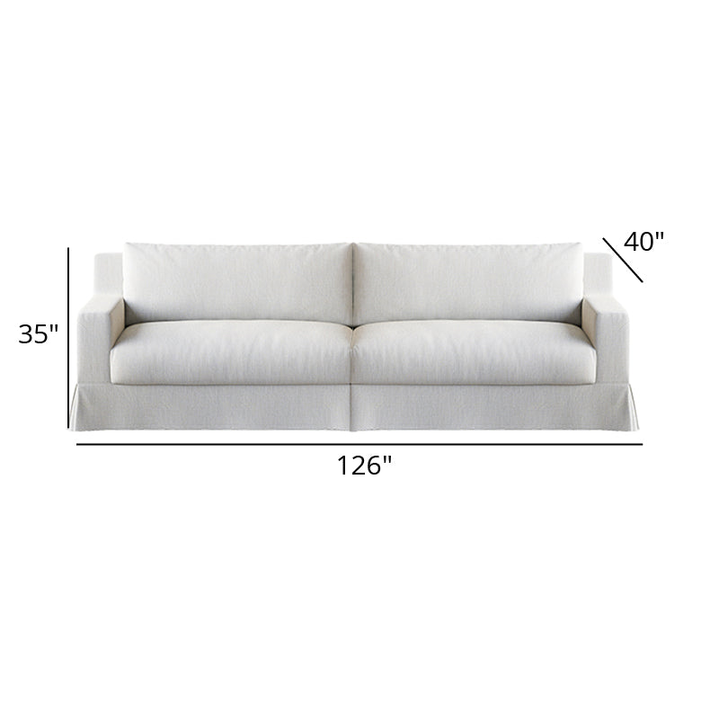Mobilious-Lunella Slipcovered White Skirted Sofa