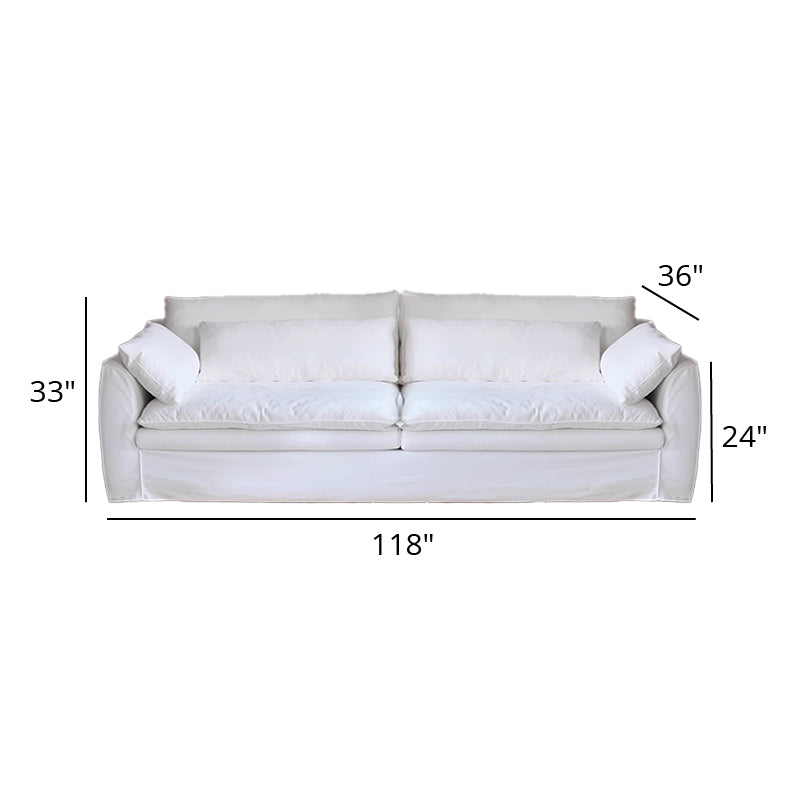 Mobilious-Fiorello Denim Slipcovered White Skirted Sofa