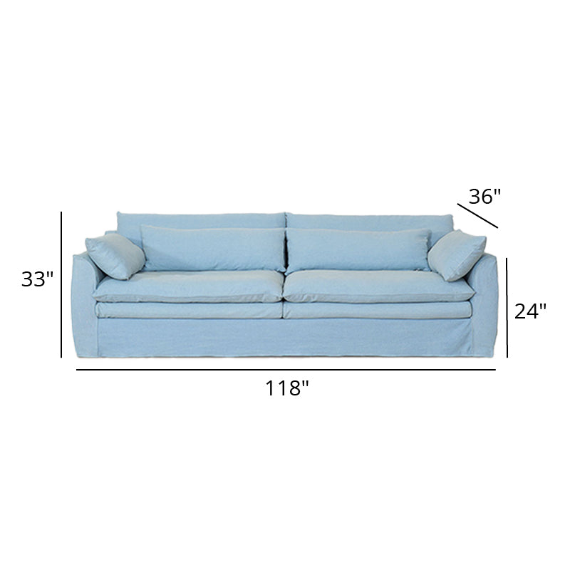Mobilious-Fiorello Denim Slipcovered Blue Skirted Sofa