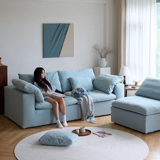 Mobilious-Nuvola Denim Slipcovered Blue Cloud Couch