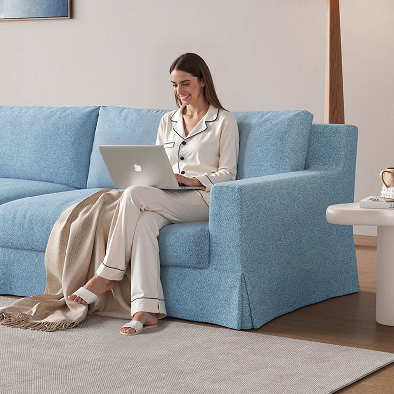 Mobilious-Lunella Slipcovered Blue Skirted Sofa