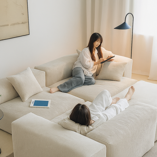 Mobilious-Velvra Corduroy Deep Seat Modular Sofa