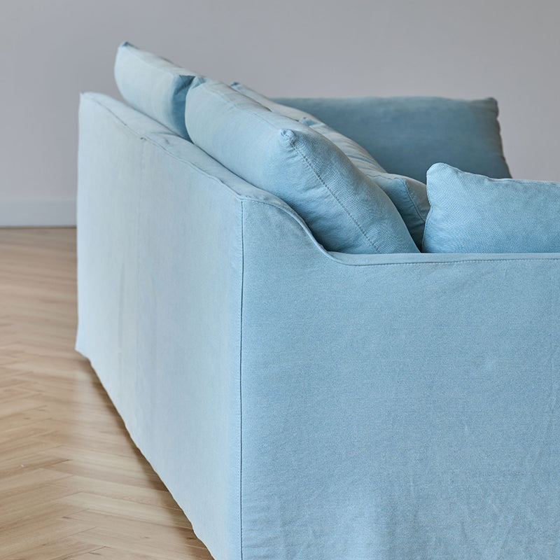 Mobilious-Fiorello Denim Slipcovered Blue Skirted Sofa