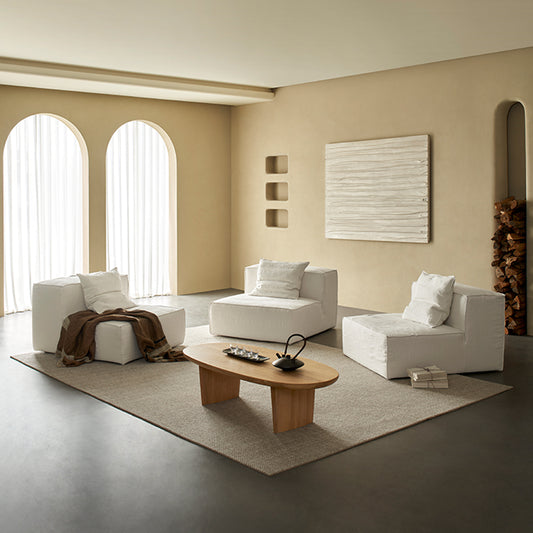 Mobilious-Armonia White Linen Fabric Washable Sofa