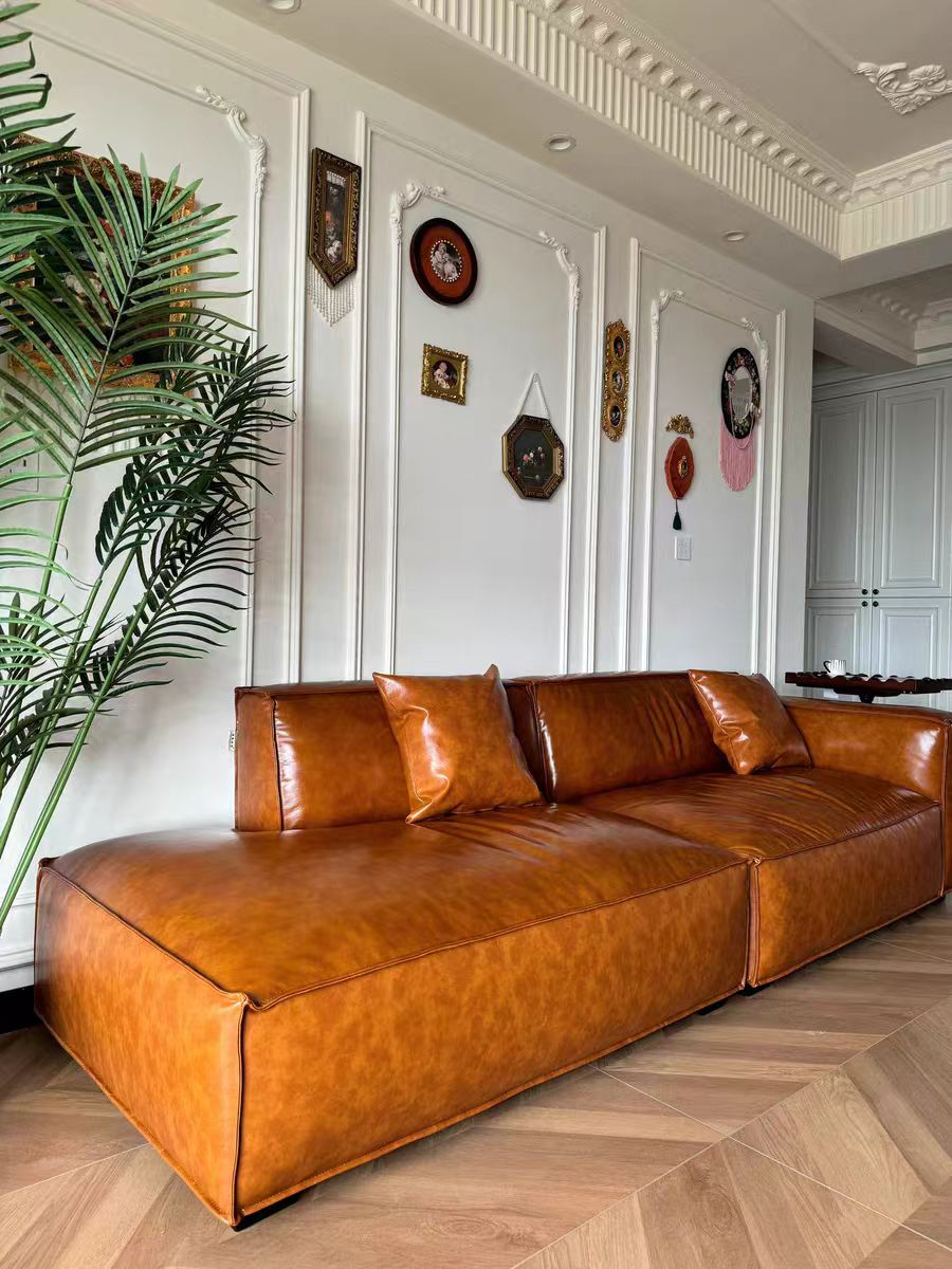 Città Genuine Leather Modular Straight Sofa