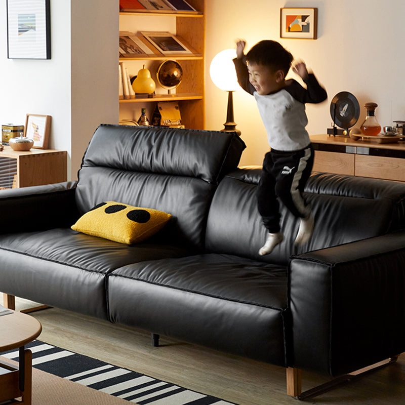 Mobilious - Treccia Top Grain Leather Straight Sofa