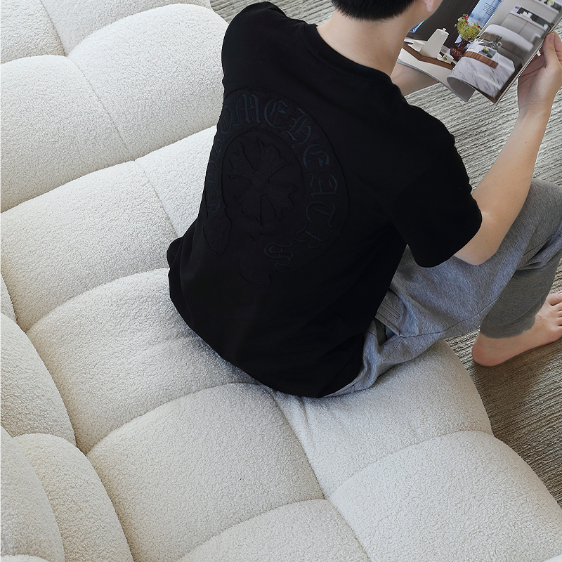 Mobilious-Melloro Cream Bouclé Plush Sofa