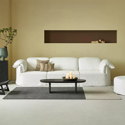 Murelle Linen Fabric Washable White Sofa