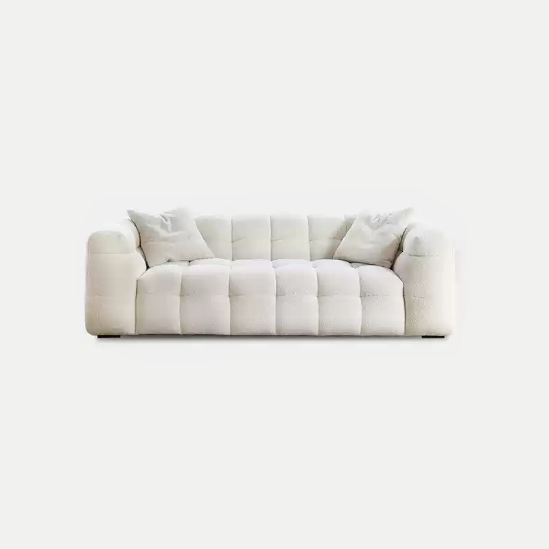 Mobilious-Melloro Cream Bouclé Plush Sofa
