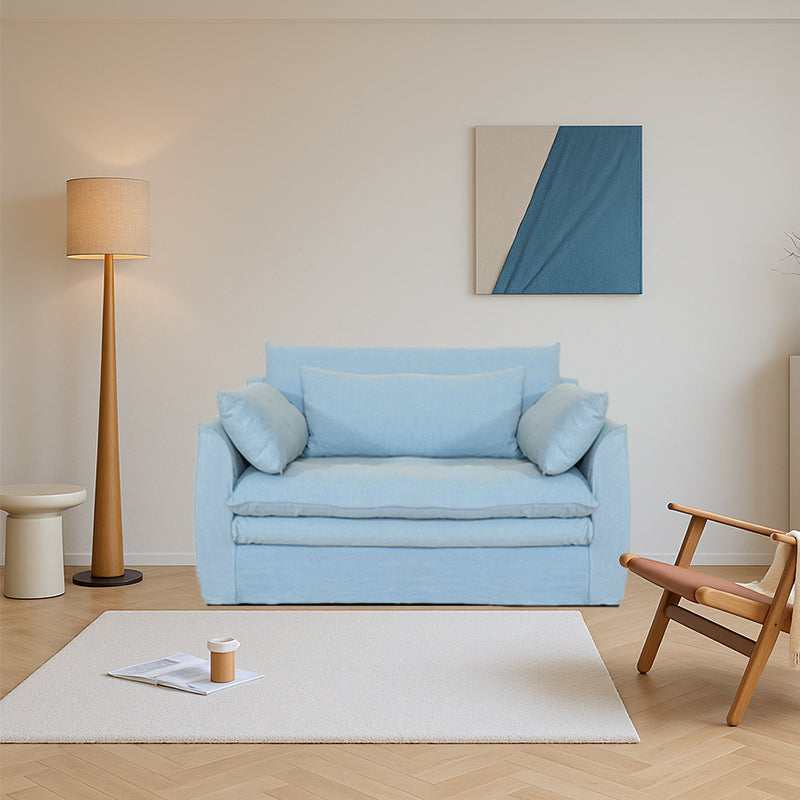 Fiorello Denim Slipcovered Blue Skirted Sofa