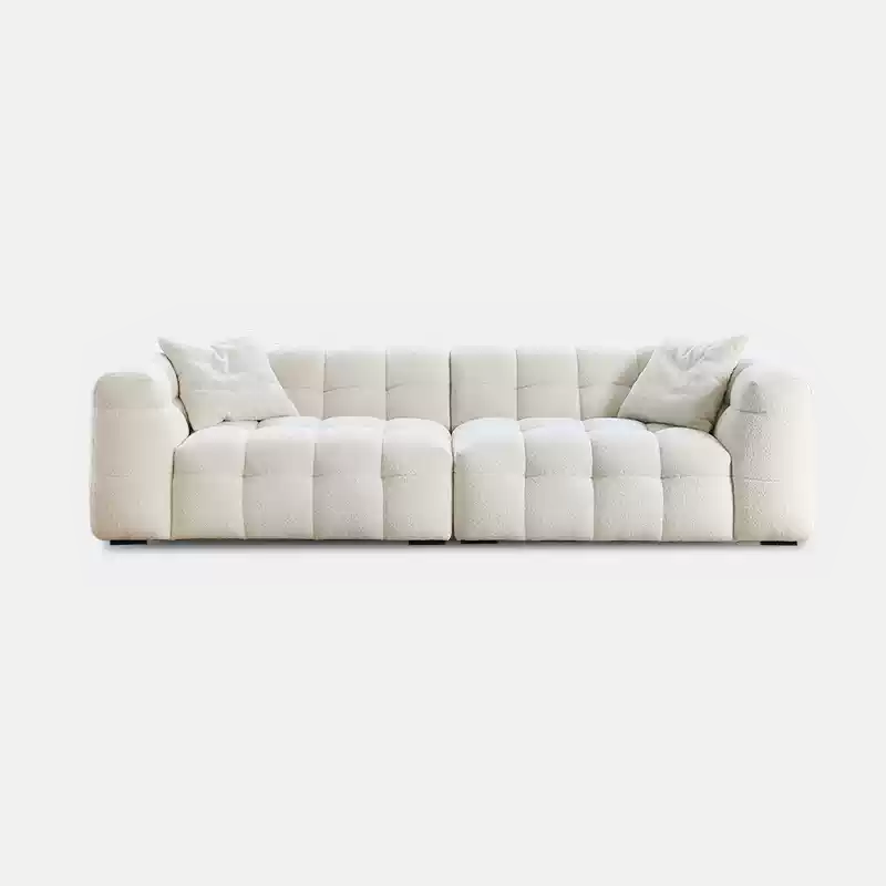 Mobilious-Melloro Cream Bouclé Plush Sofa
