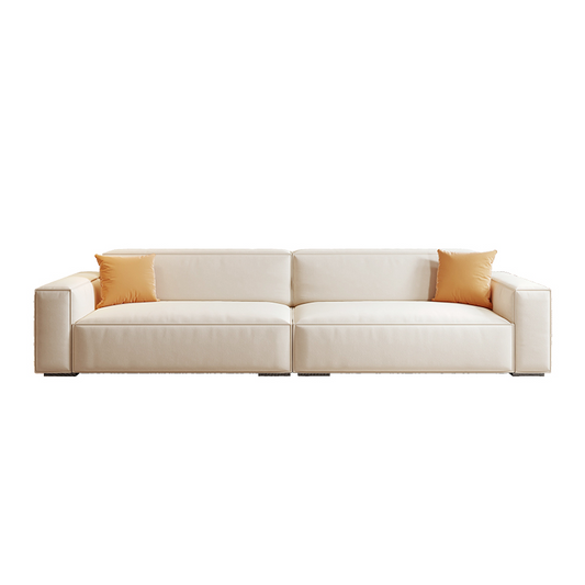 Mobilious-Calda Cream Fabric Straight Sofa