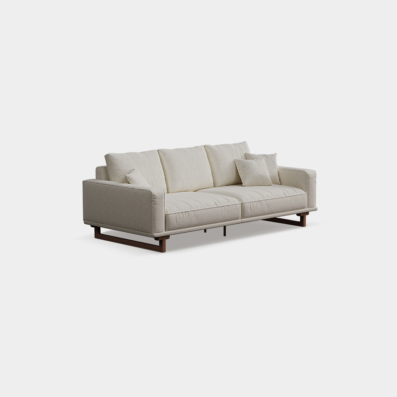 Mobilious-SABIÉRA White Bouclé Fabric Washable Sofa