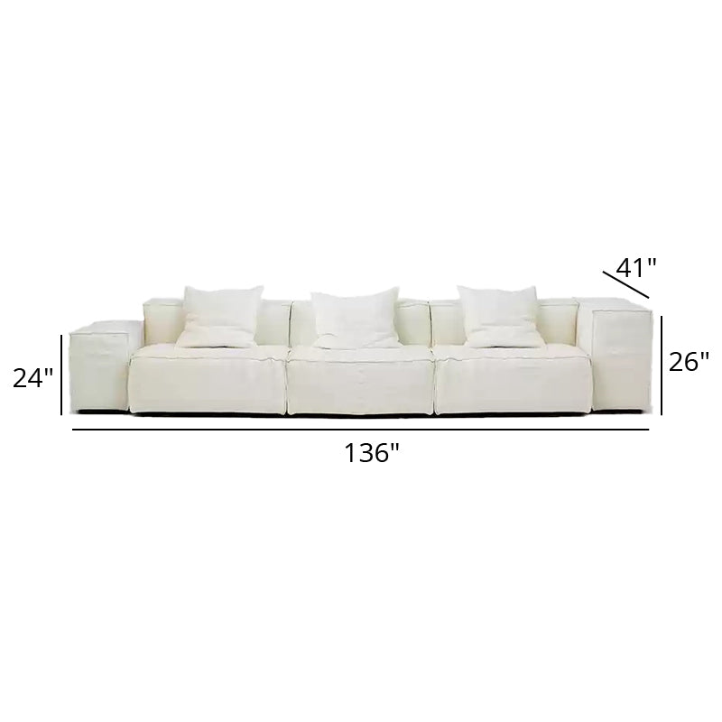Mobilious-Armonia White Linen Fabric Washable Sofa
