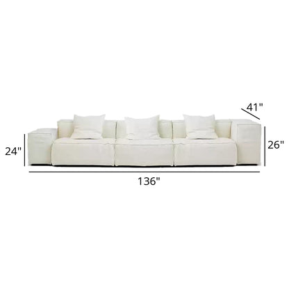 Mobilious-Armonia White Linen Fabric Washable Sofa