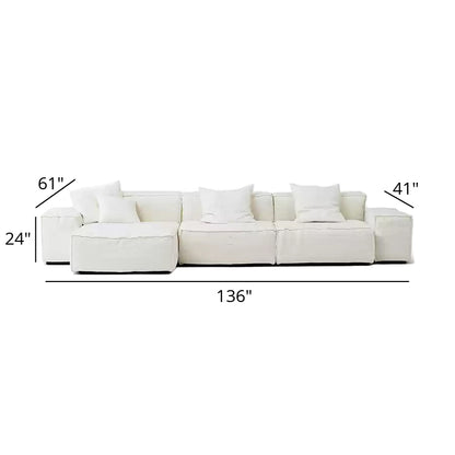 Mobilious-Armonia White Linen Fabric Washable Sectional