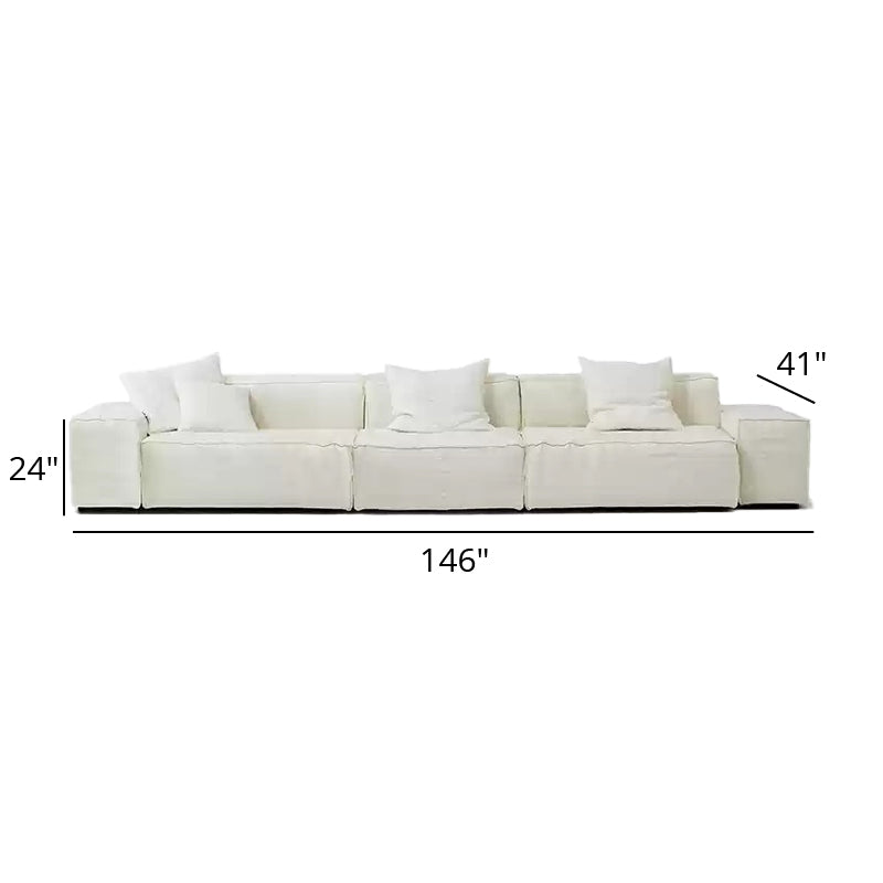 Mobilious-Armonia White Linen Fabric Washable Sofa