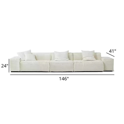 Mobilious-Armonia White Linen Fabric Washable Sofa