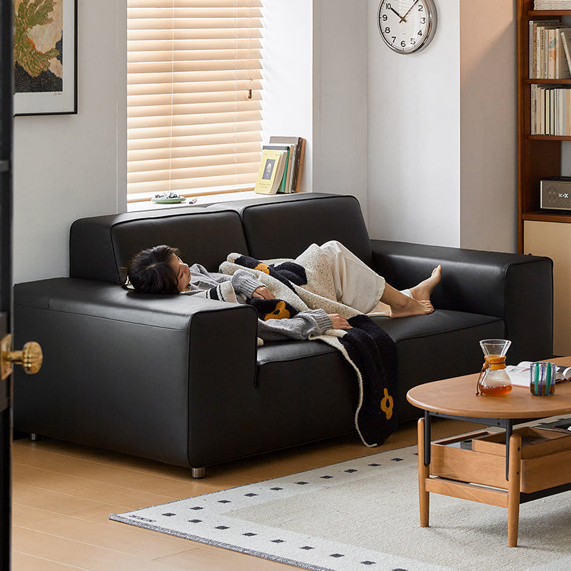 Mobilious-Vittore Top Grain Leather Black Sofa