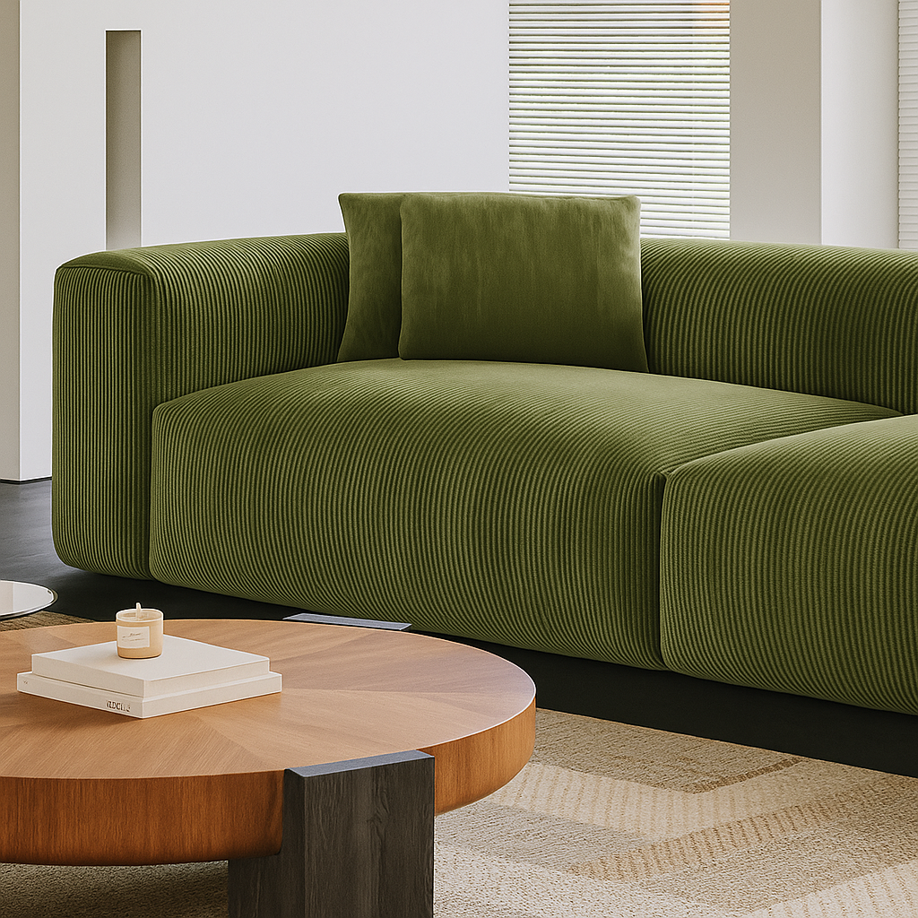 Mobilious-Verdino Corduroy Retro Green Modular Sofa