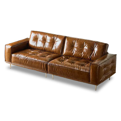 Rivaro Genuine Leather Retro Straight Sofa